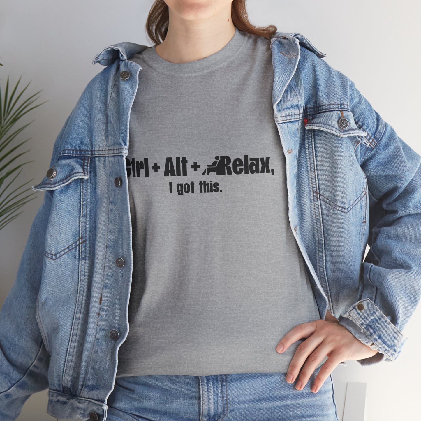 CTRL + ALT + RELAX Unisex Heavy Cotton Tee - Perfect for IT Nerds