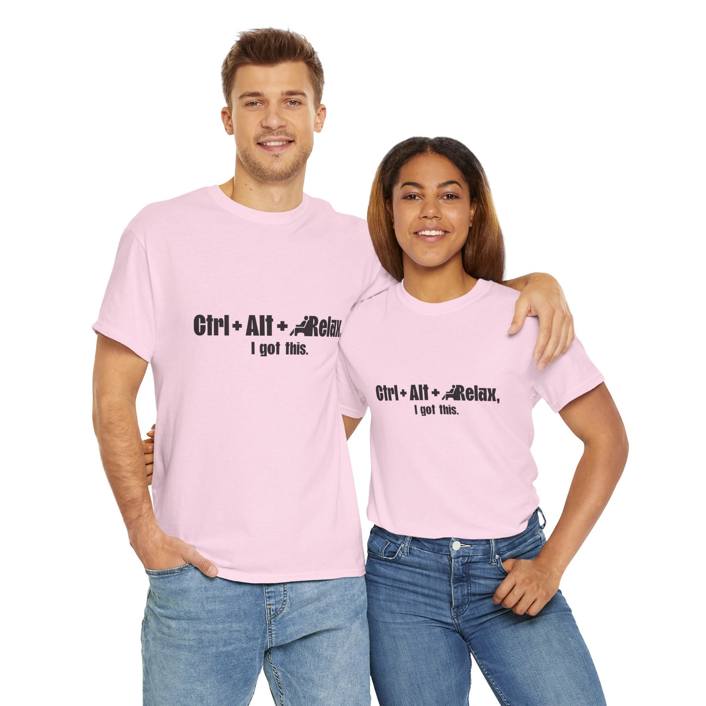 CTRL + ALT + RELAX Unisex Heavy Cotton Tee - Perfect for IT Nerds